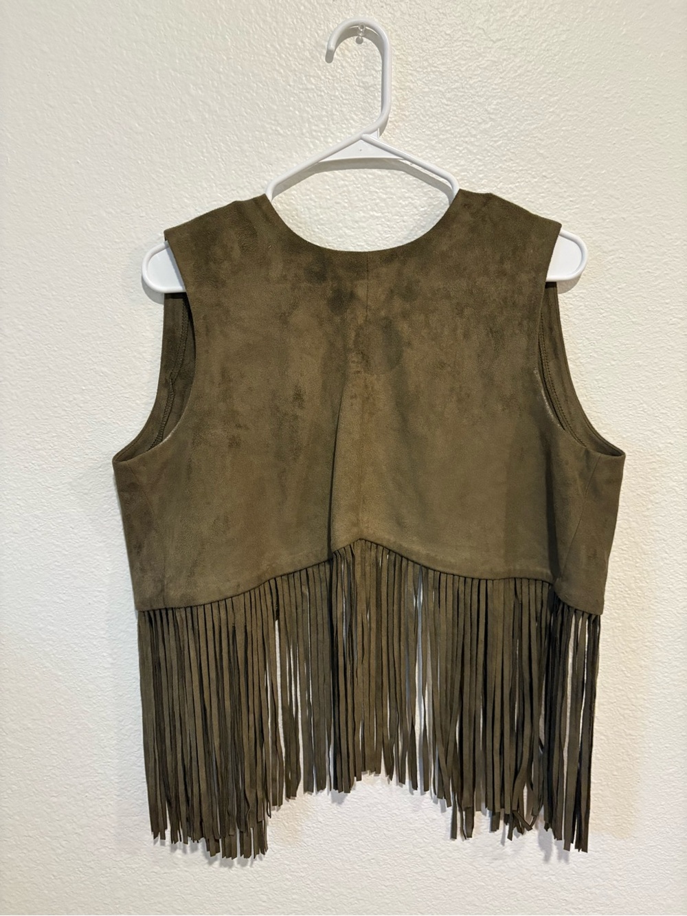 Tan Suede Fringe Top Vest Western Festival Costume